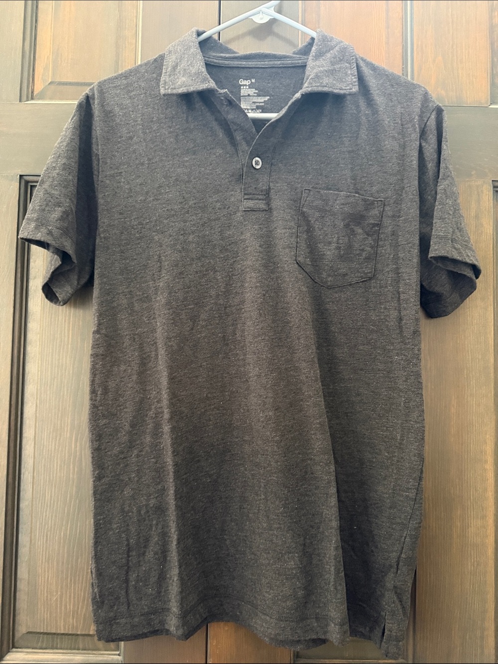 GAP Men's Charcoal Gray Polo with Chest Pocket medium
